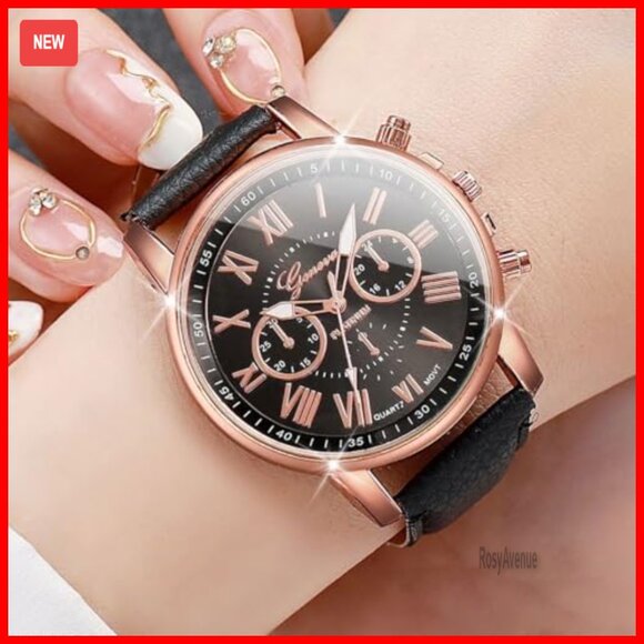 10 Pack PU Leather Band Quartz Watches Roman Numerals Dial Analog Wristwatches